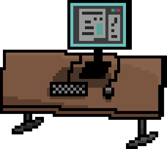 Desk with a computer Pixel Art